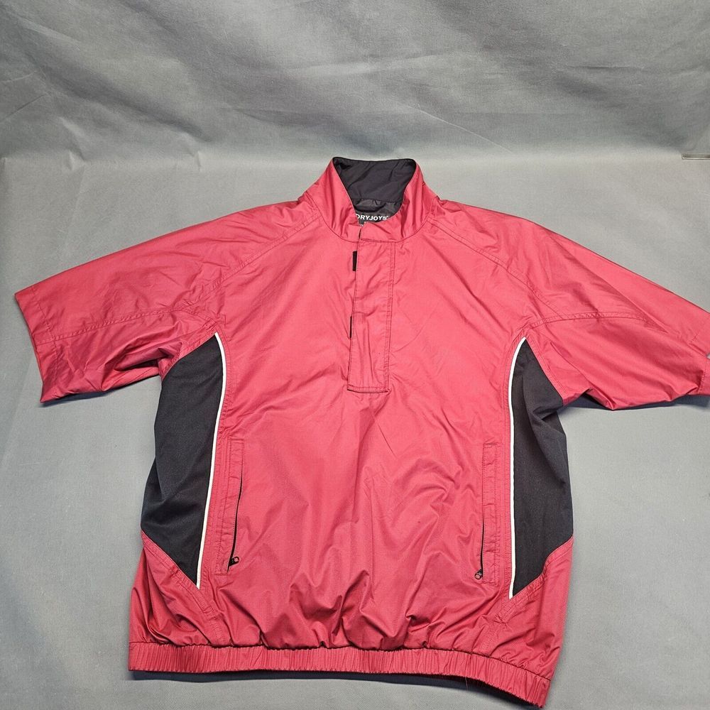 Footjoy Dryjoy Jacket Mens Large Red 1/4 Zip‎ Pullover Golf Windbreaker Lined